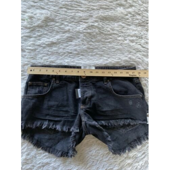ONE TEASPOON SHORTS DUKES WORN BLACK LOW RISE SZ 30 CUT OFFS FESTIVAL NWT - Picture 8 of 12